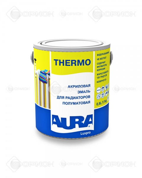 Эмаль AURA Luxpro thermo полуматовая, для радиаторов отопления, 0,9л, база А, Aura