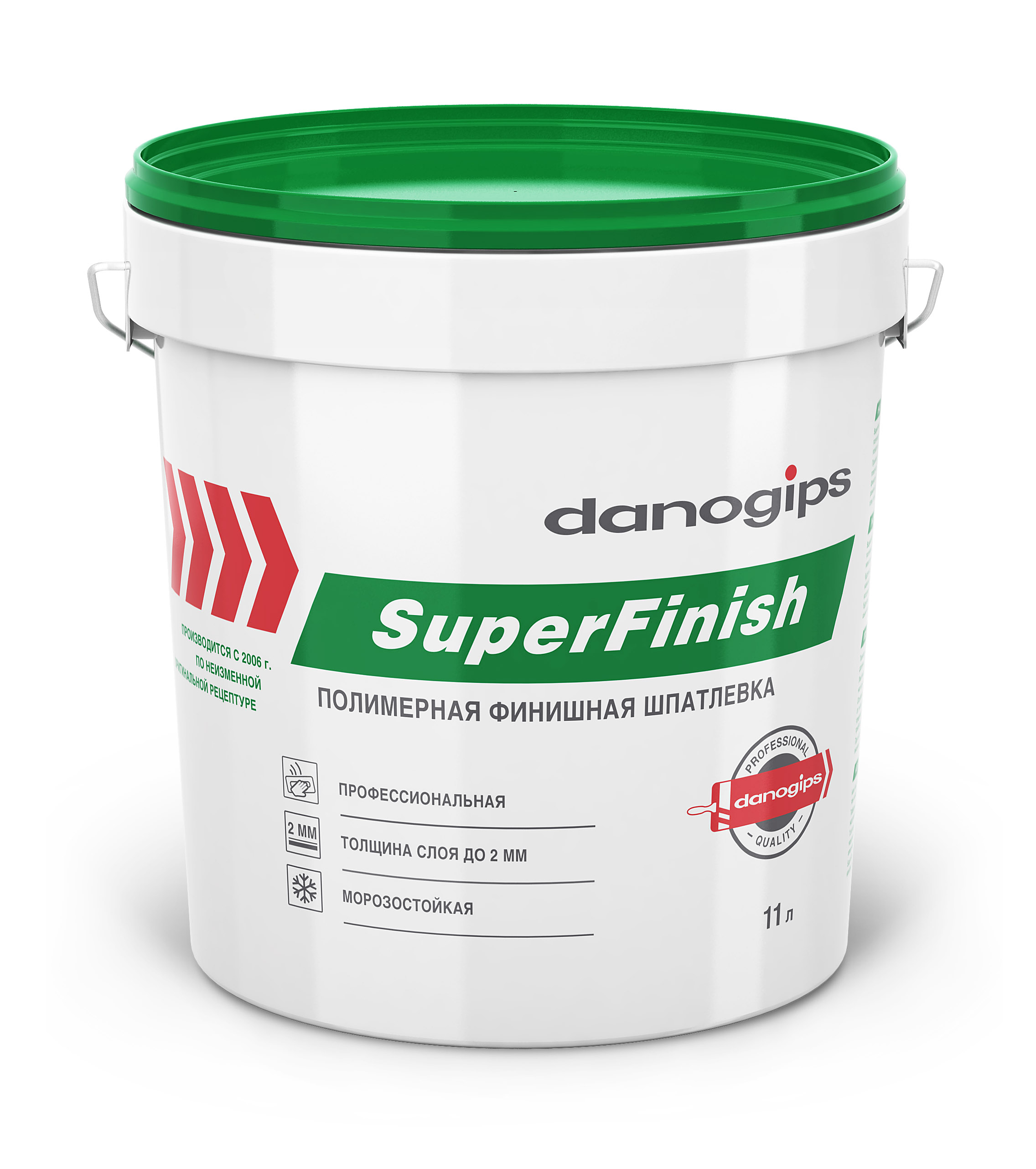 Шпатлевка SuperFinish (Sheetrock) готовая, финишная, 18кг, 11л, зеленая крышка, DANOGIPS