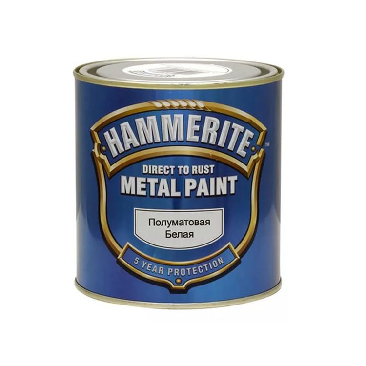 Краска Hammerite Полуматовая гладкая Белая 0,75л