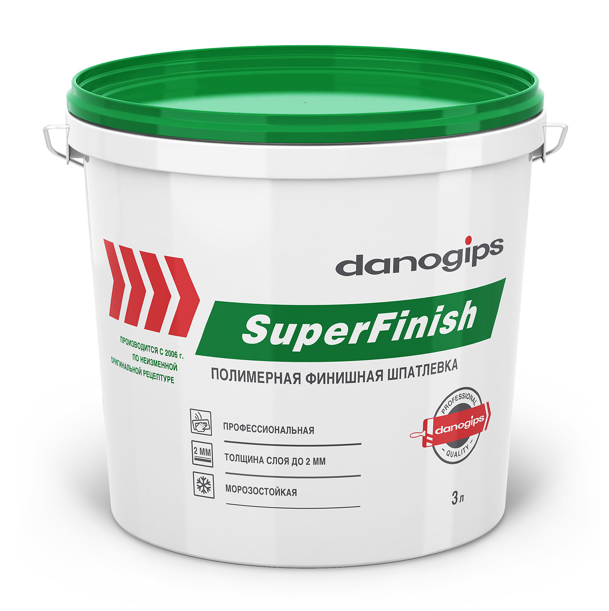 Шпатлевка SuperFinish (Sheetrock) готовая, финишная, 5,6кг, 3л, зеленая крышка, DANOGIPS