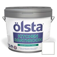 OLSTA "KITCHEN & BATHROOM" Краска для кухонь и ванны матовая, база А, белая, 9л