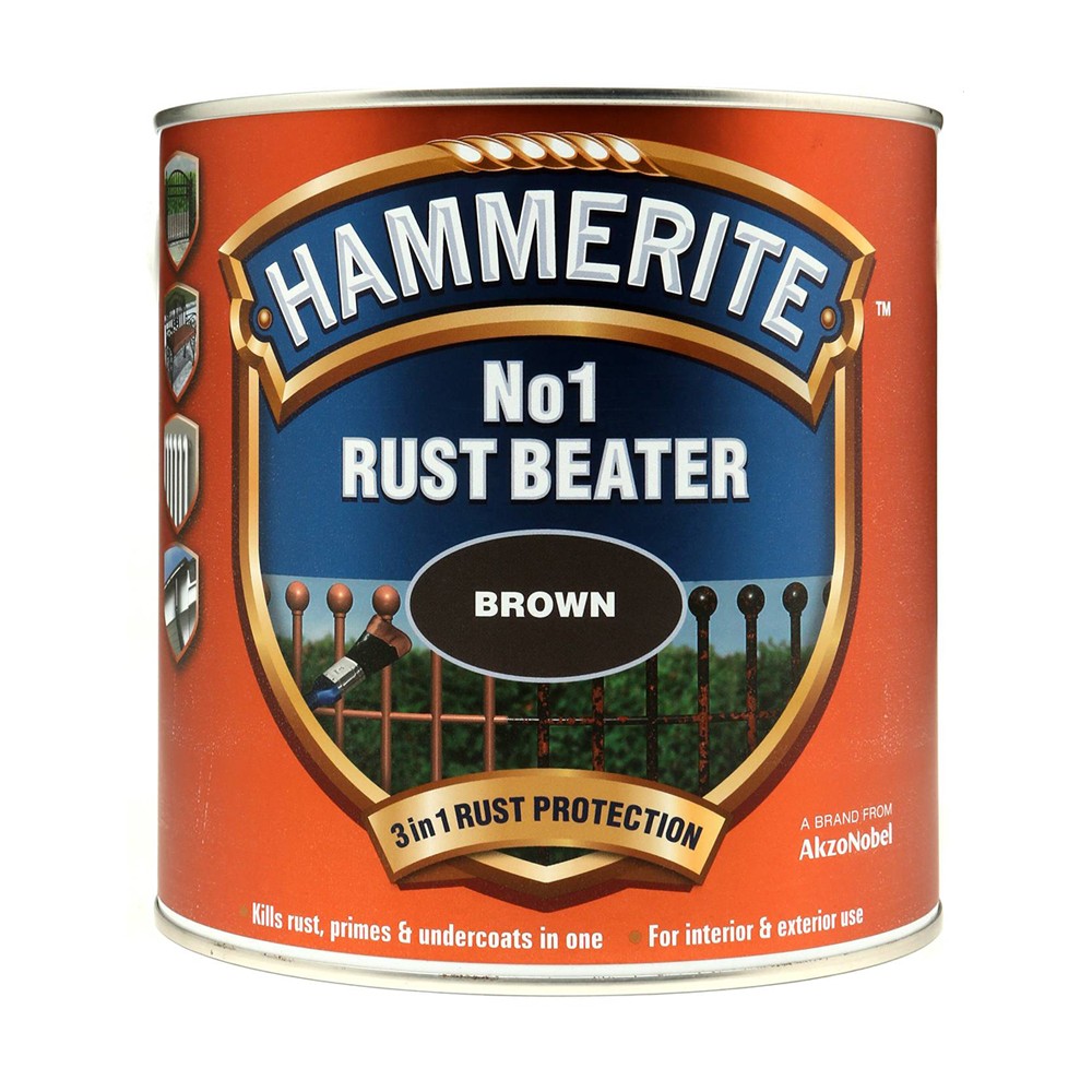 Грунт HAMMERITE №1 Rust butter, коричневый, для черных металлов, 2,5л